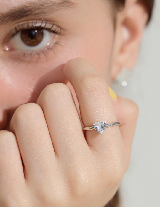 【925純銀】微奢時光心鑽可調式戒指