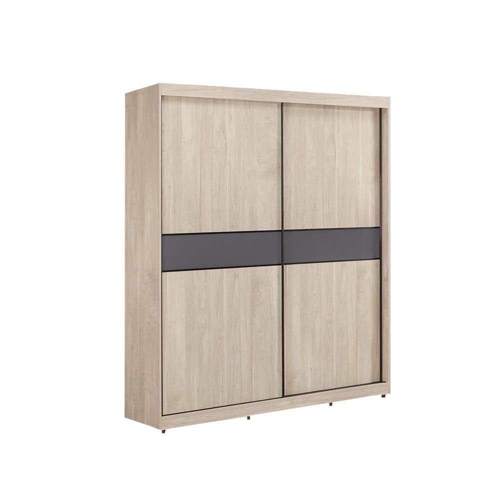 奧拉5尺多功能推門/拉門衣櫃(三吊桿+一抽)