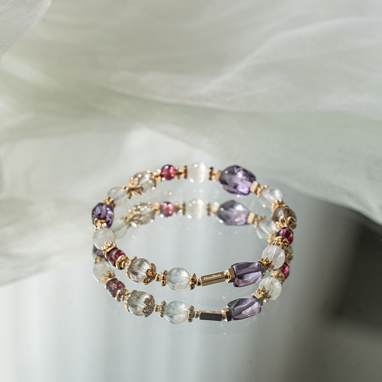 醒來：紫水晶｜紫牙烏｜拉絲紫鋰輝｜銀髮晶｜藍針