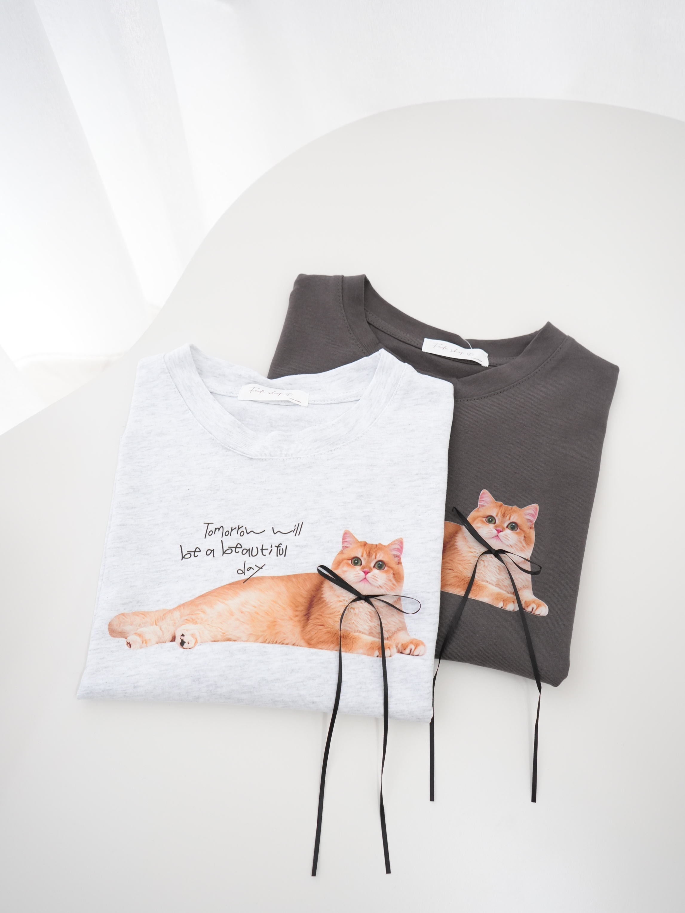 法朵Fado shop｜綁蝶結喵喵短棉T 0213161