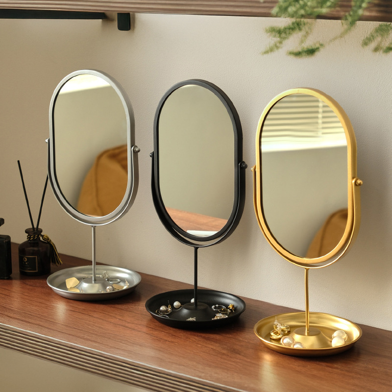 《6046》高顔值輕奢鐵藝收納桌鏡