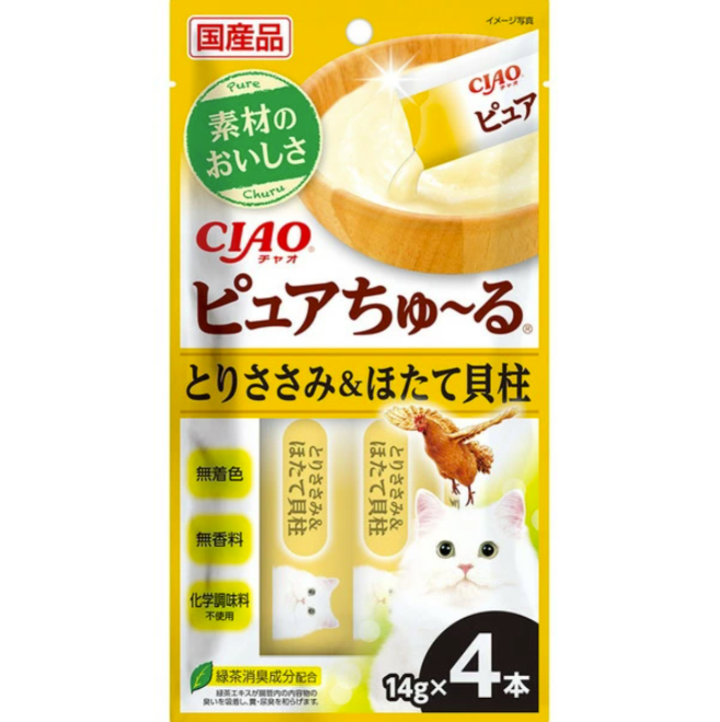 CIAO Chicken + Scallop Sauce. 14g x 4 sticks