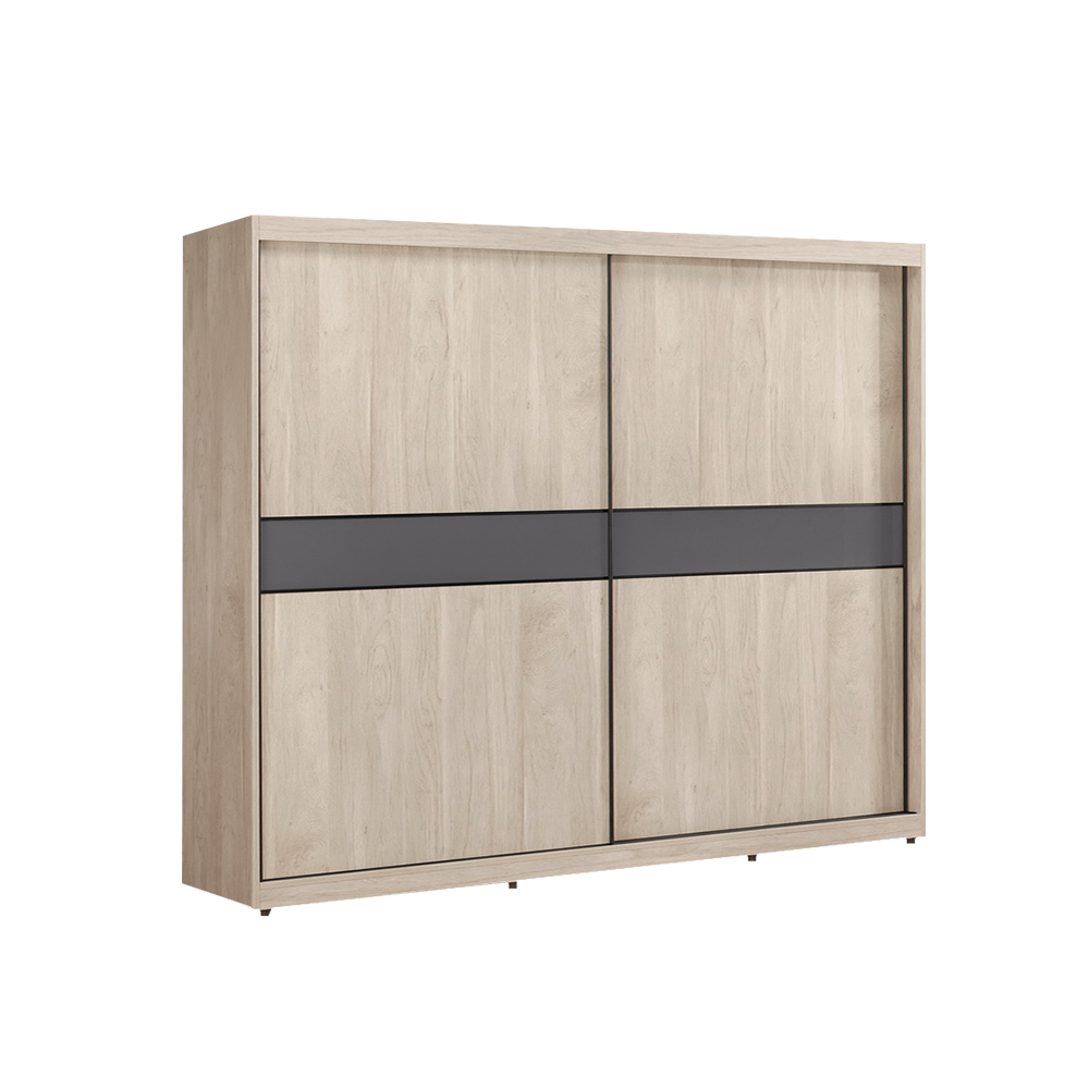 奧拉7.5尺多功能推門/拉門衣櫃(六吊桿+三格)