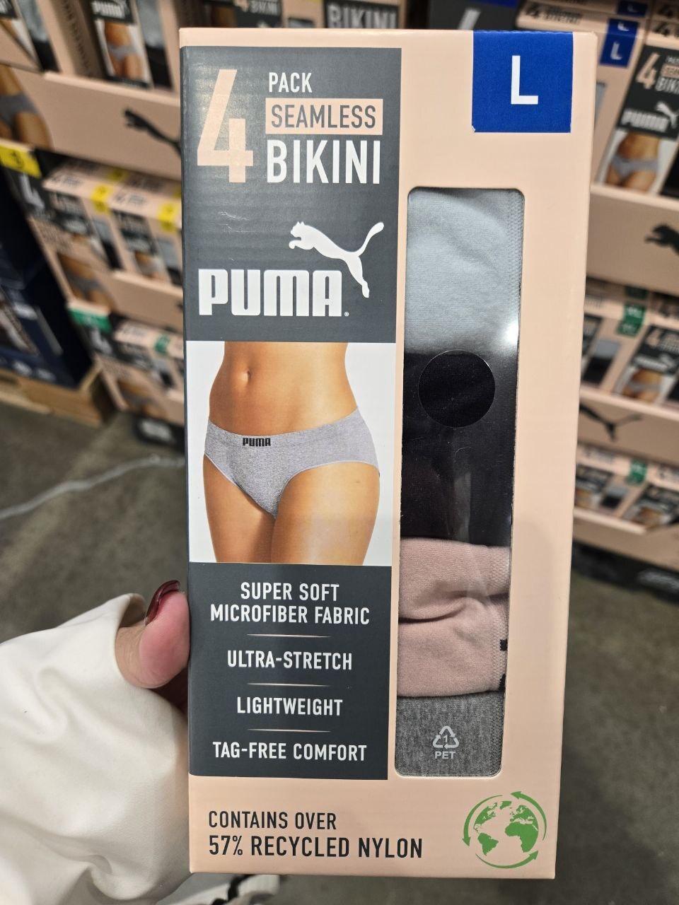 [S] PUMA RANDOM COLOUR CW PUMA4 PACK SEAMLESS BIKINI, 1801466-MULTI (SPM87)