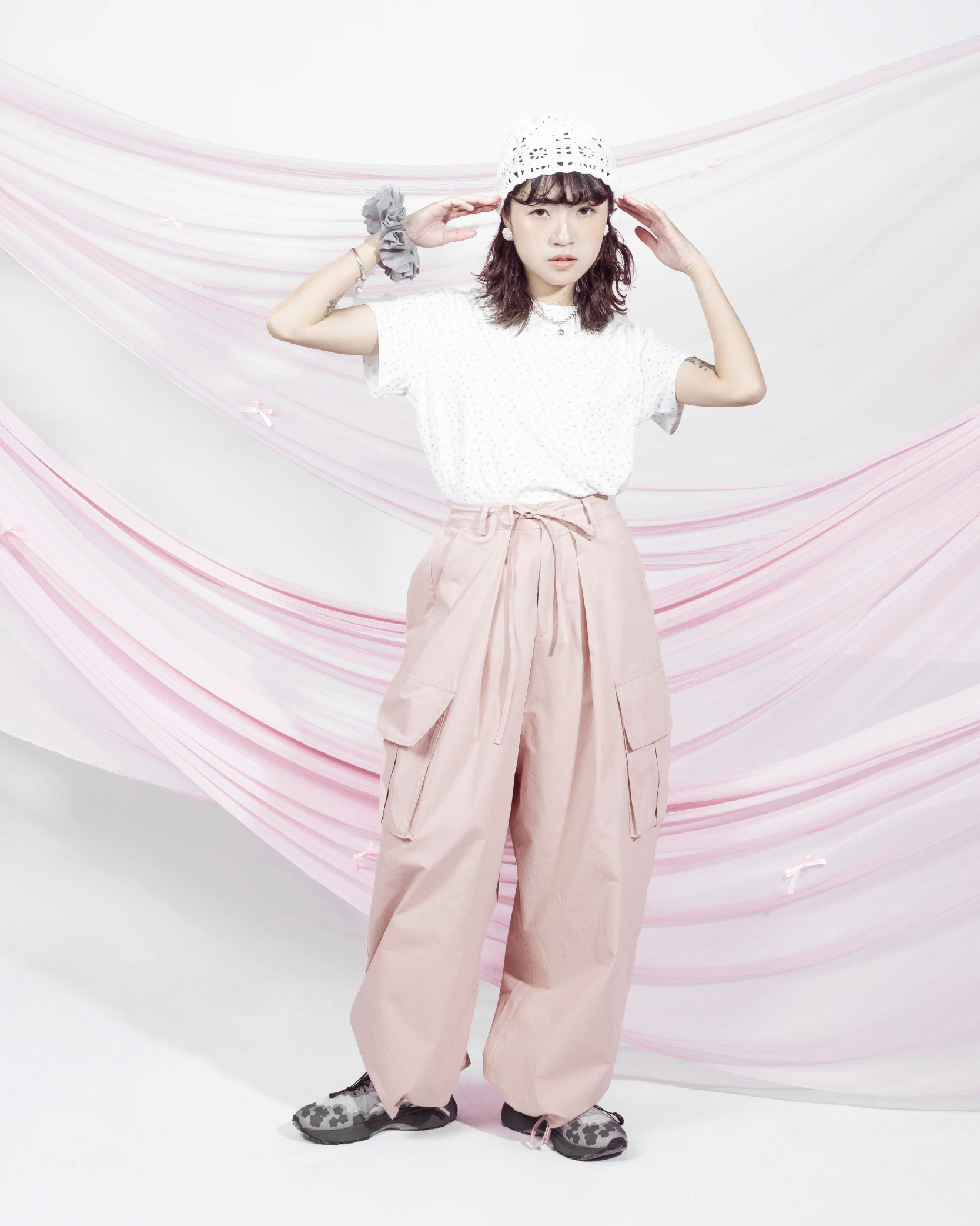 【 Kiki.co made 】 Airy Cargo Pants - Pink