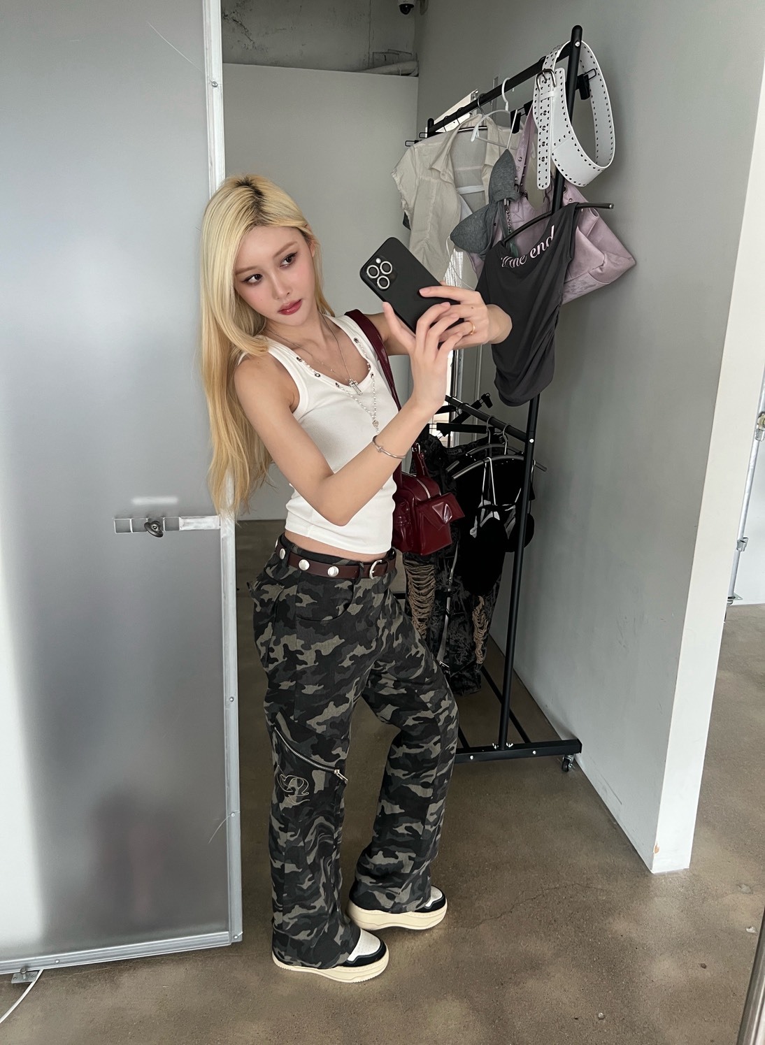 現貨! 9.amez project 系列 nora 001 logo cargo pants 品牌微喇叭工裝褲 (迷彩)