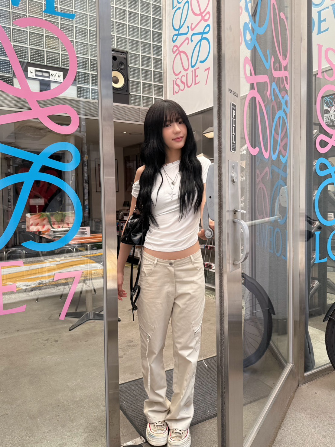 現貨! 9.amez project 系列 nora 001 logo cargo pants 品牌微喇叭工裝褲 (beige)