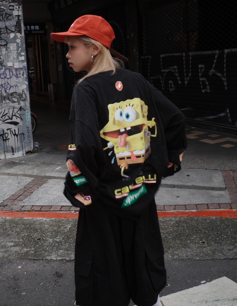 台北店限量專區㊙Supreme25SS Spongebob Castelli Racing 海綿寶寶 長袖 黑