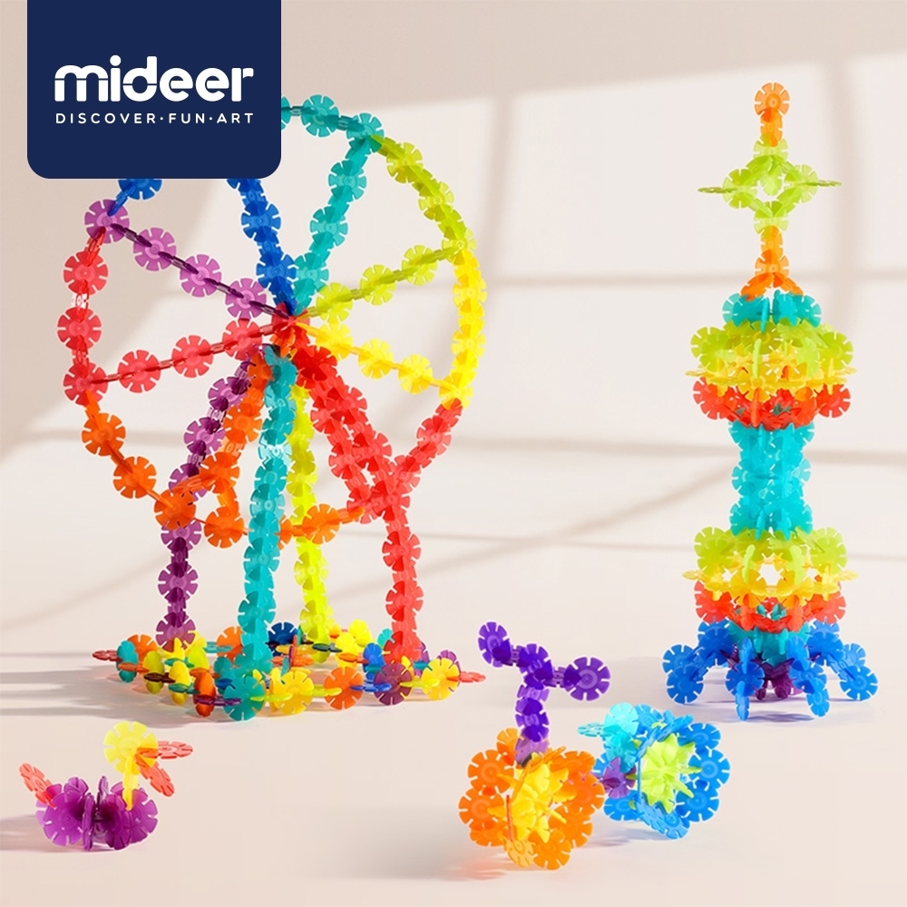 【樂森藥局】mideer 多彩透光雪花片500pcs／片、益智玩具
