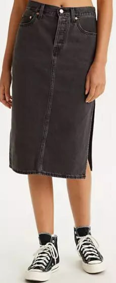 [S] LEVIS BLACK BUTTON MIDI SKIRT, SLE12 (SLE12)