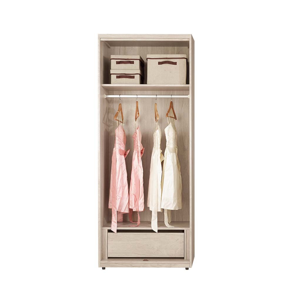 波恩2.7尺二門衣櫃(單吊桿+一抽)