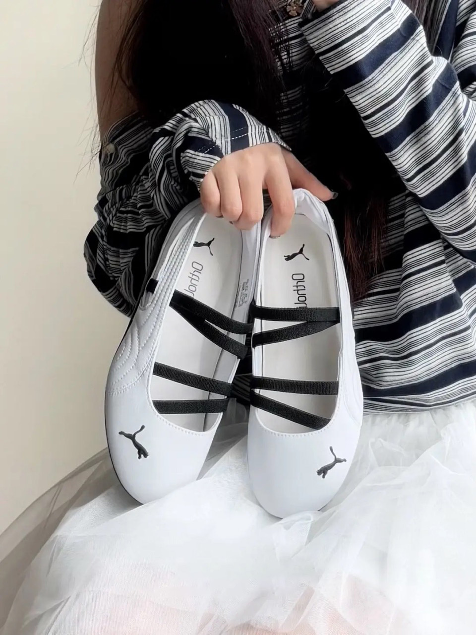 PUMA SPEEDCAT BALLET 賽車鞋 芭蕾舞鞋 涼鞋 白黑 仿皮革 女鞋 403587-01 / 預購