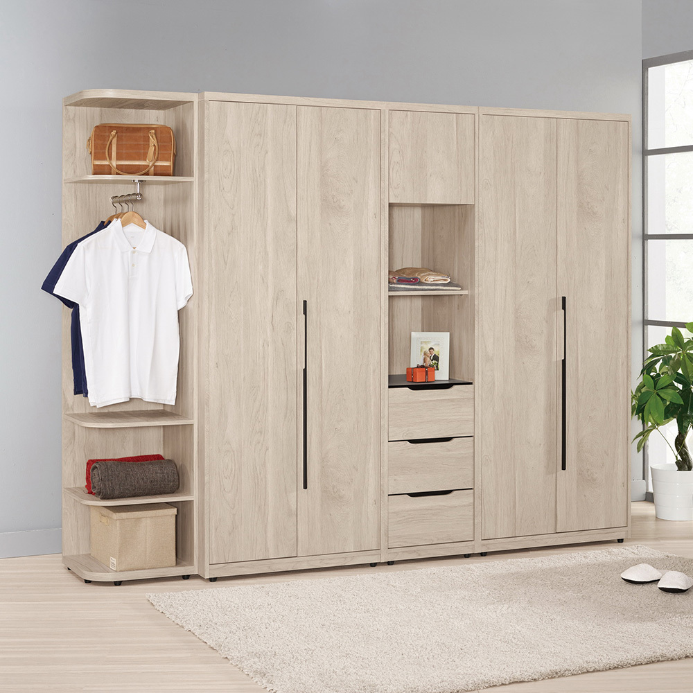 波恩8.4尺多功能收納衣櫃組合(開門衣櫃+轉角衣櫃)