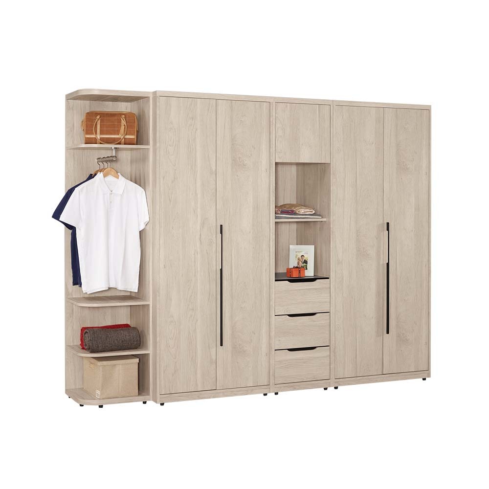 波恩8.4尺多功能收納衣櫃組合(開門衣櫃+轉角衣櫃)