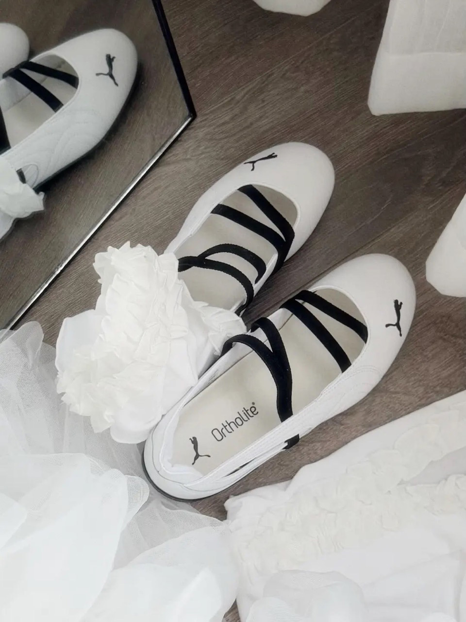 PUMA SPEEDCAT BALLET 賽車鞋 芭蕾舞鞋 涼鞋 白黑 仿皮革 女鞋 403587-01 / 預購