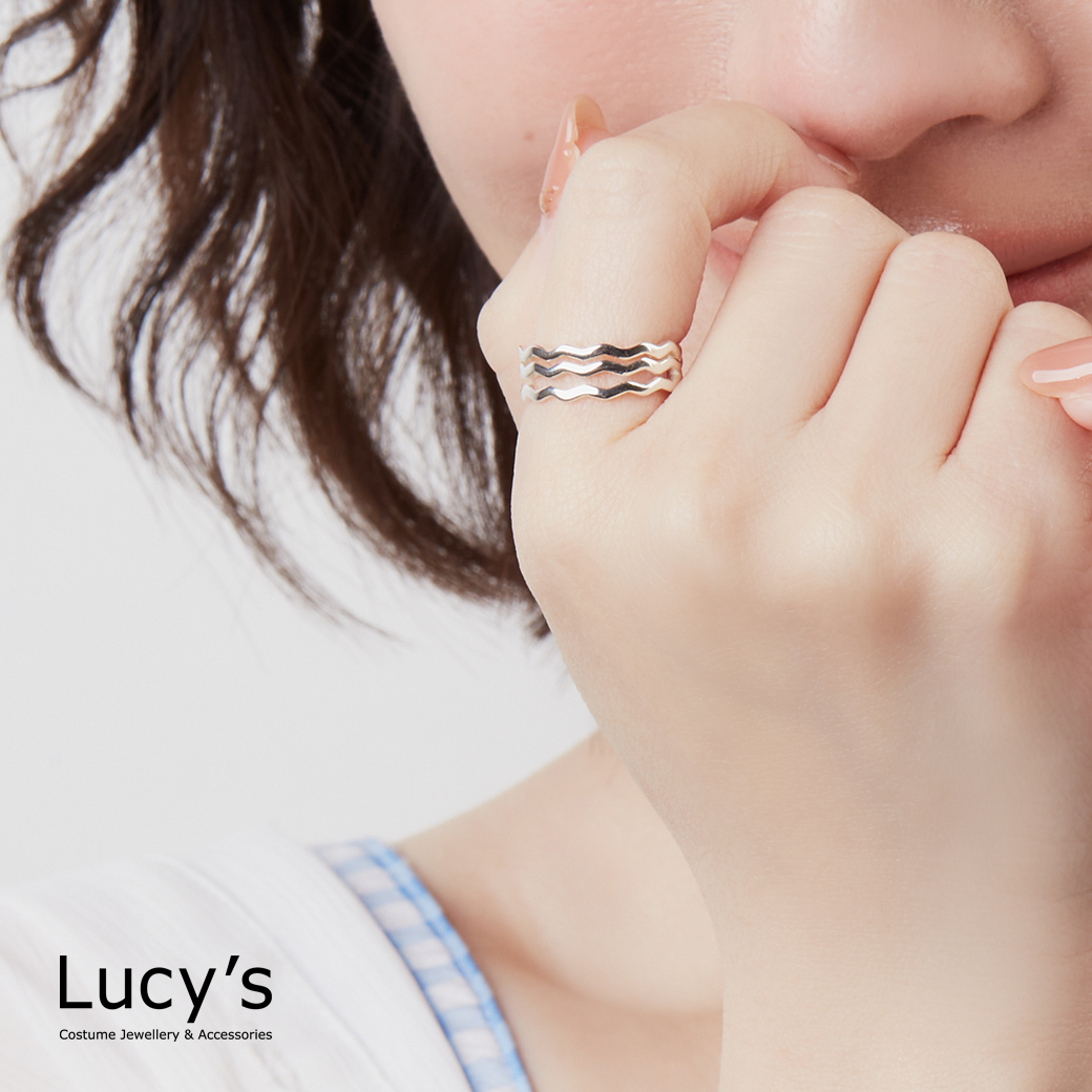 925純銀 波紋 開口戒 (103893)