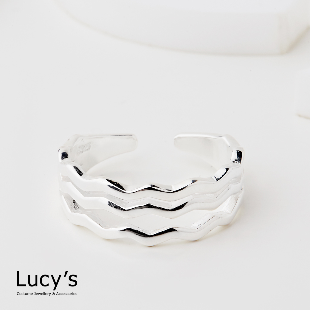 925純銀 波紋 開口戒 (103893)