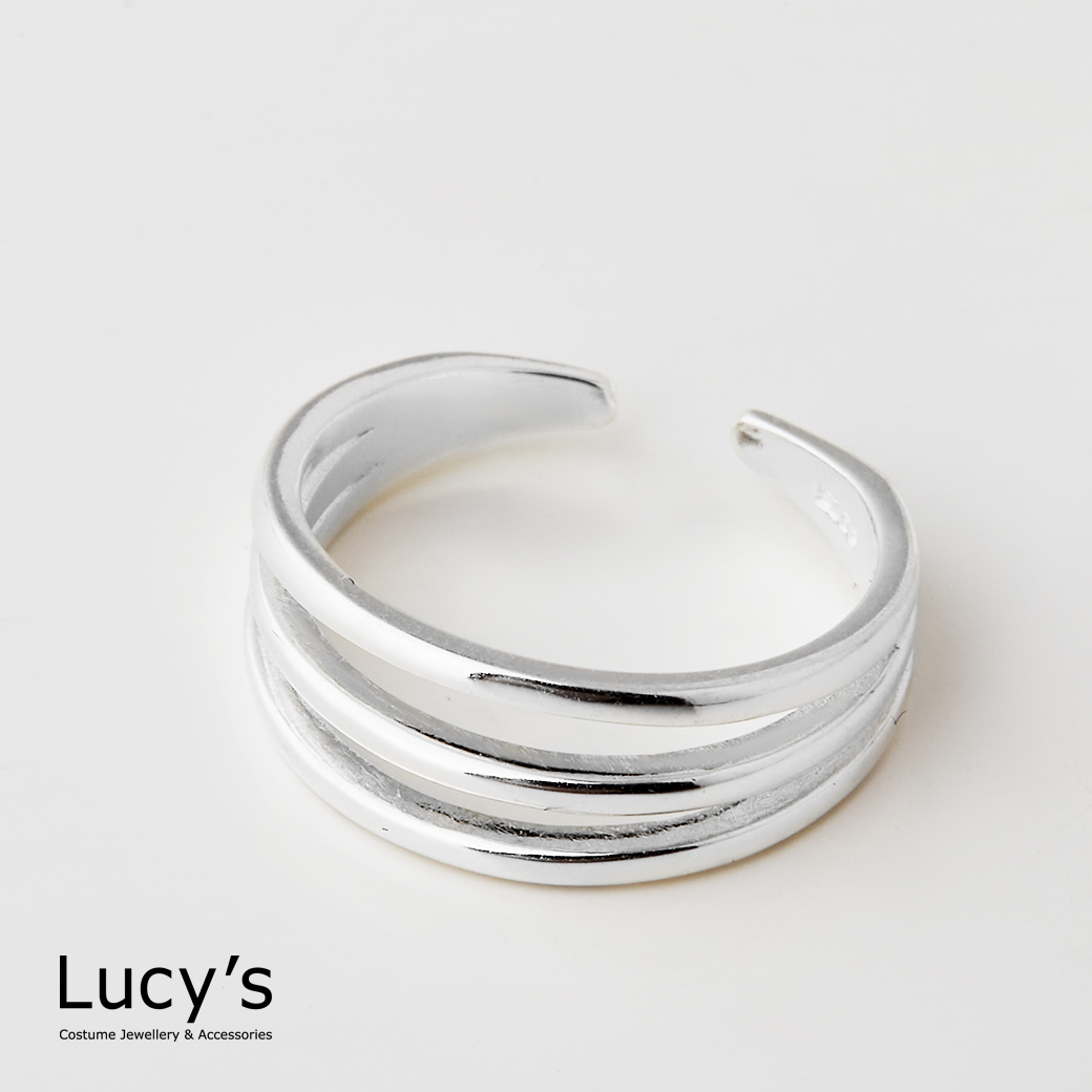 925純銀 簡約三線 開口戒 (102508)