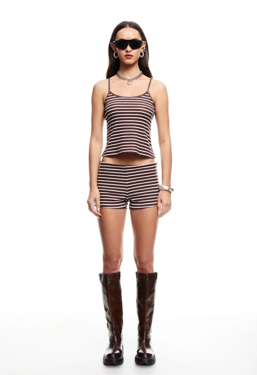 Lioness Housewife Knit Short Crimson Stripe