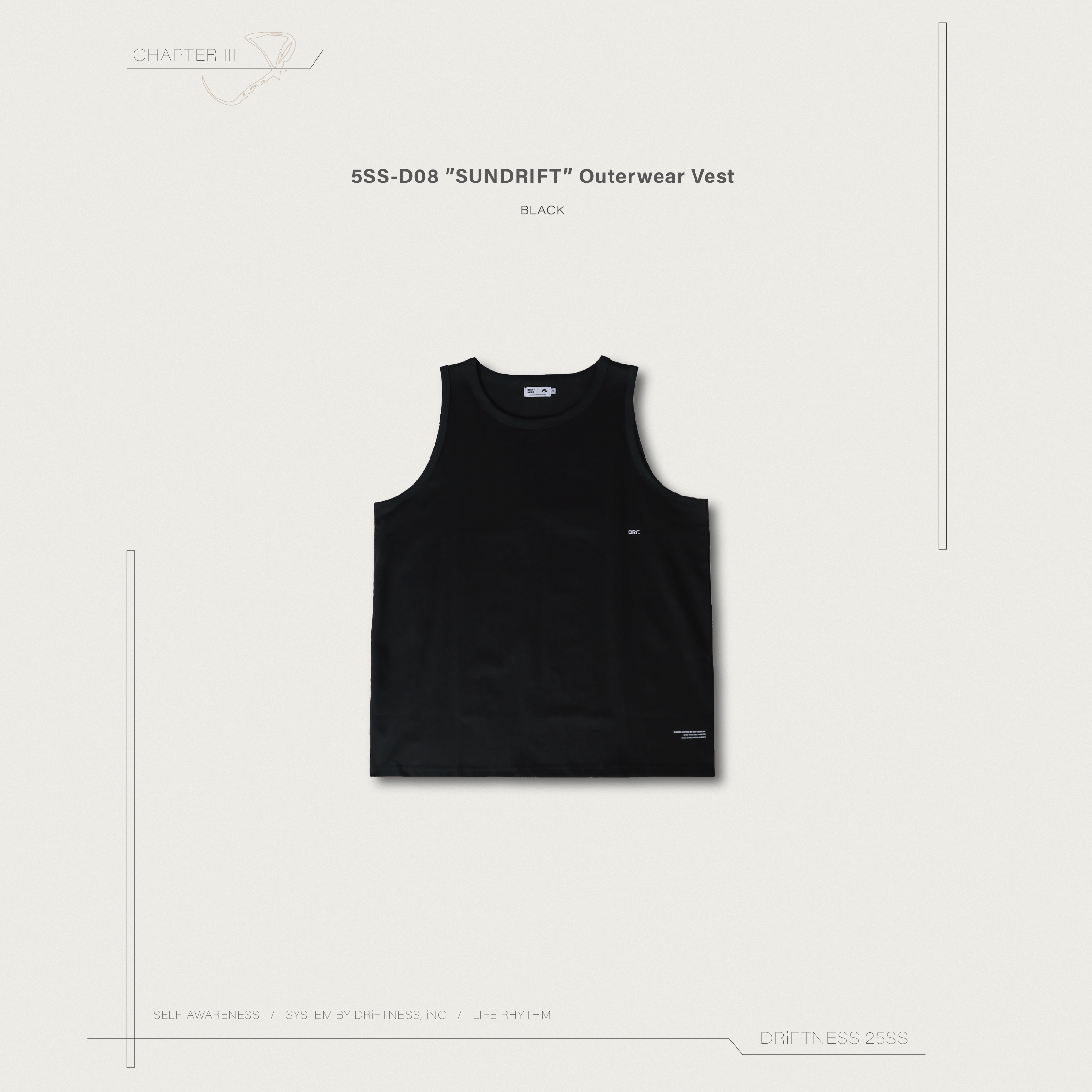DRiFTNESS夏日特輯｜5SS-D08 ”SUNDRIFT” 文字印花外搭背心 - Black