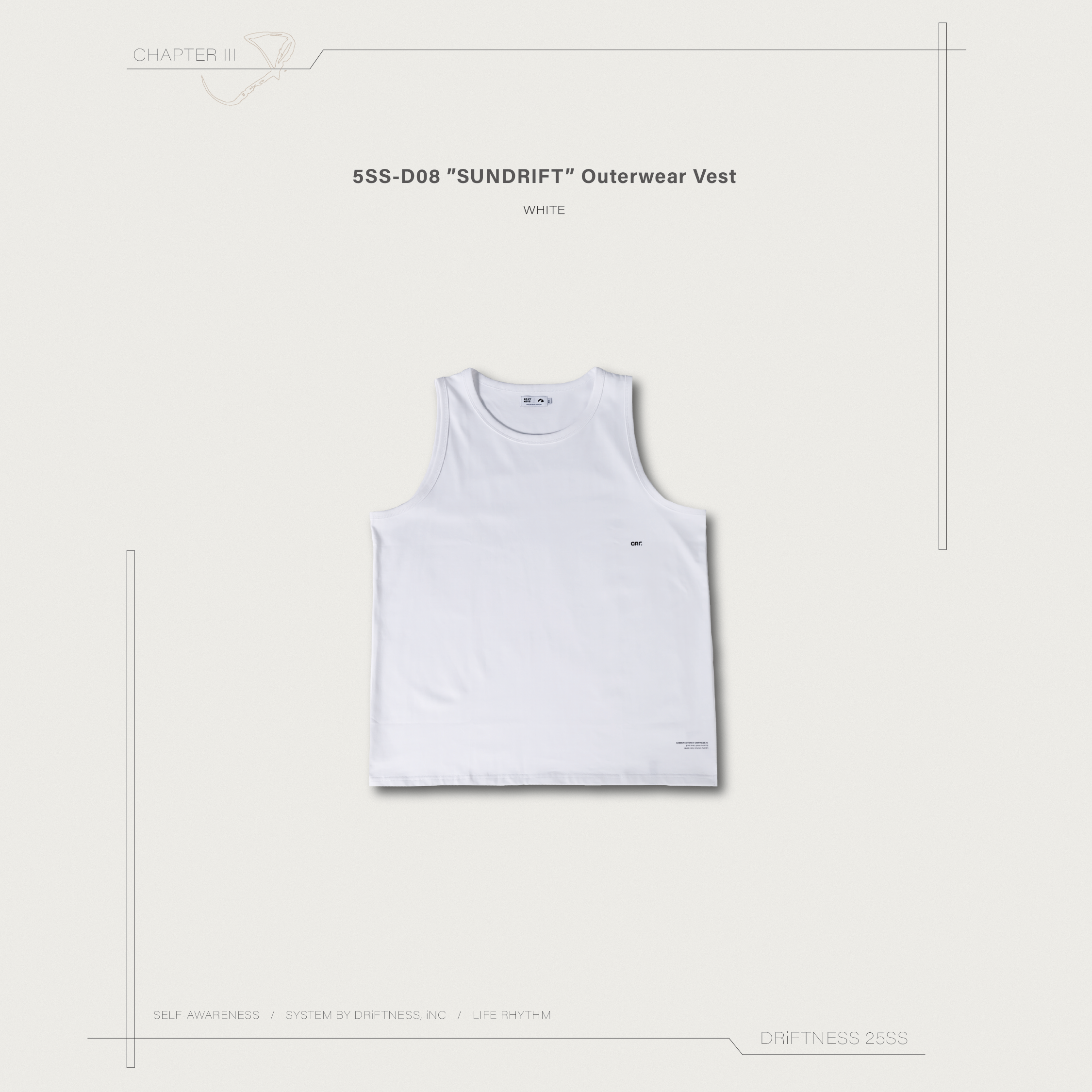 DRiFTNESS夏日特輯｜5SS-D08 ”SUNDRIFT” 文字印花外搭背心 - White