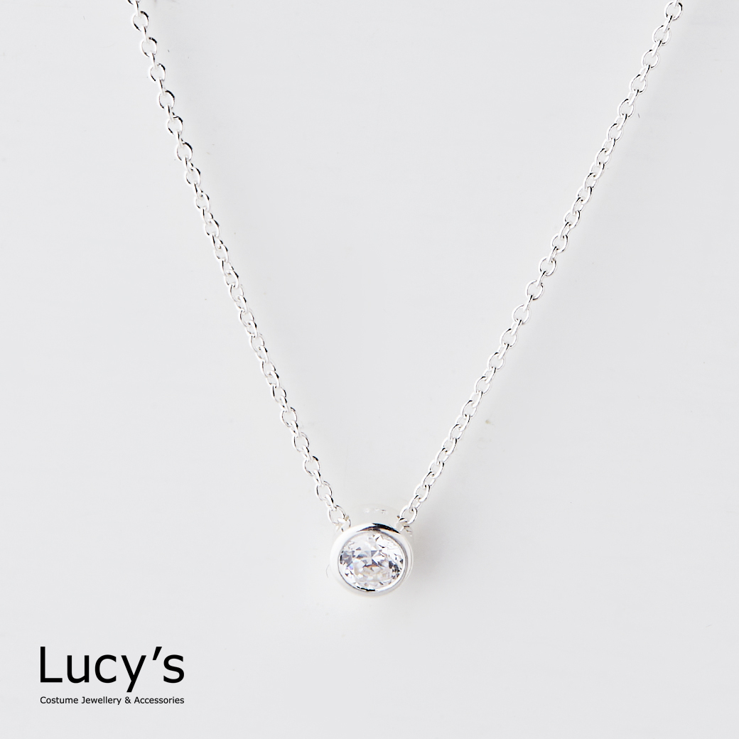 925純銀 雪燦(銀白) 項鍊 (18259)