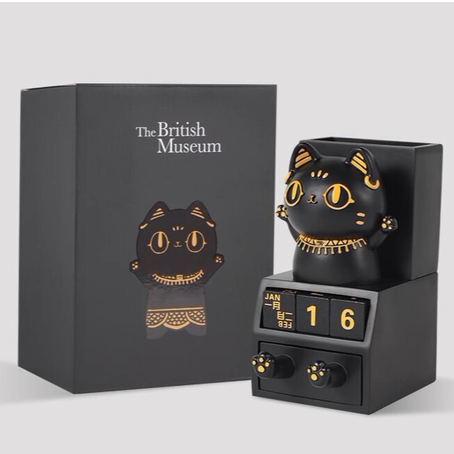 大英博物館｜安德森貓和她的朋友們系列｜巴斯特萌貓收納盒手機支架日曆擺件