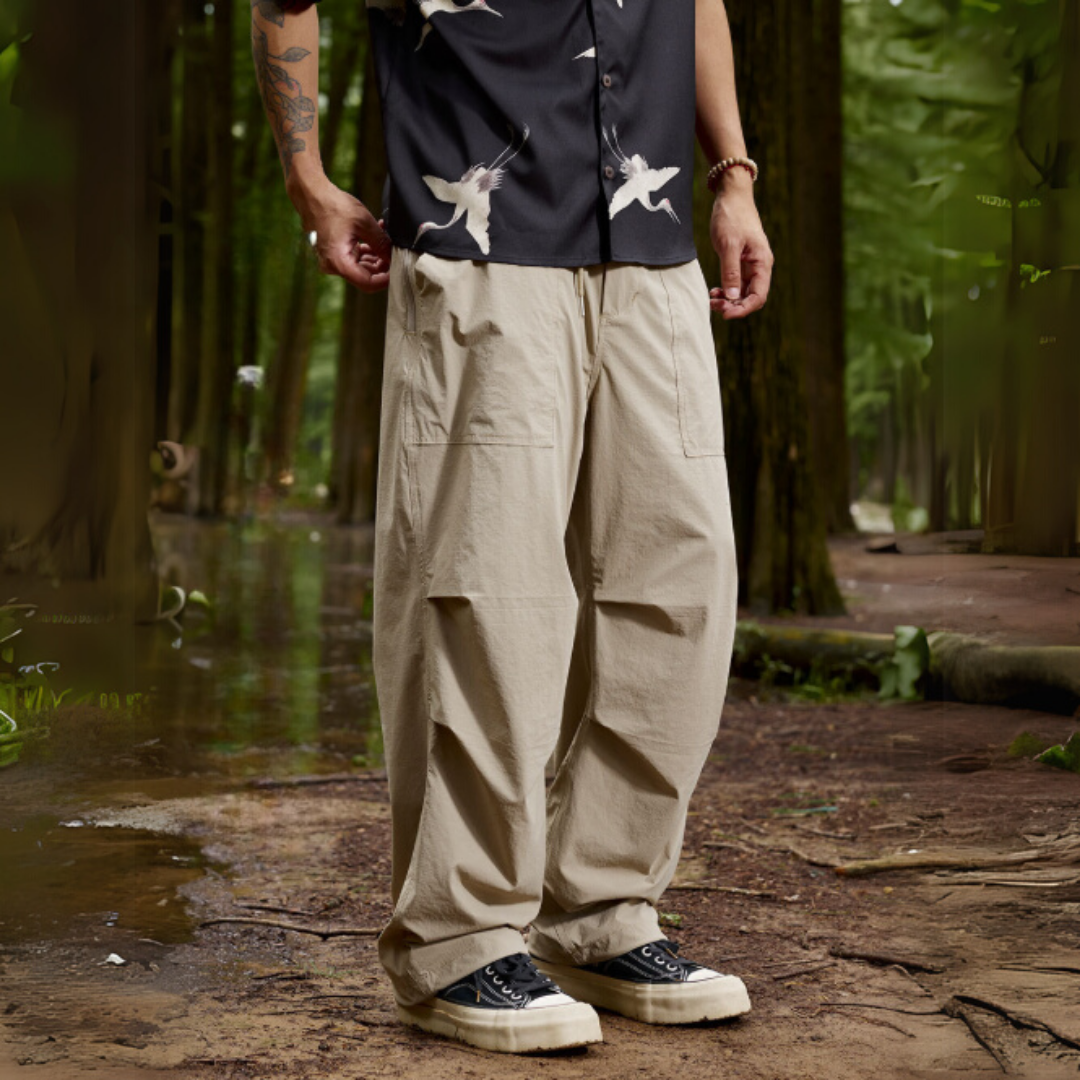 夏季速乾涼感休閒傘兵長褲