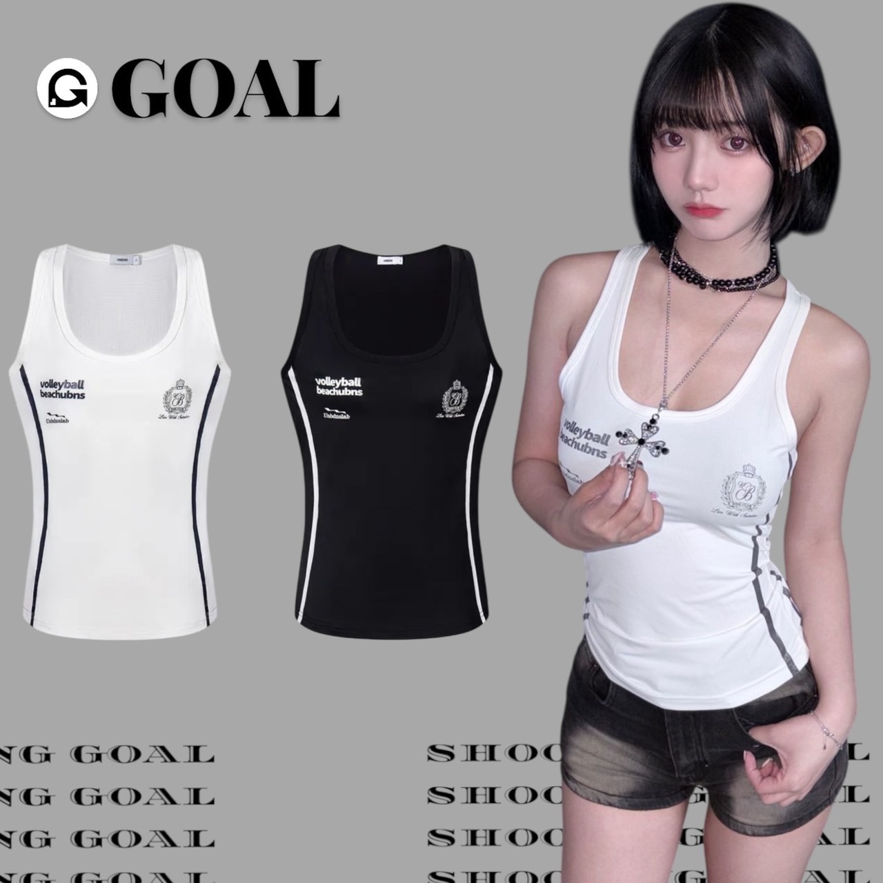 (GOAL) 美式球衣風吊帶背心 辣妹修身背心 UNDB 032