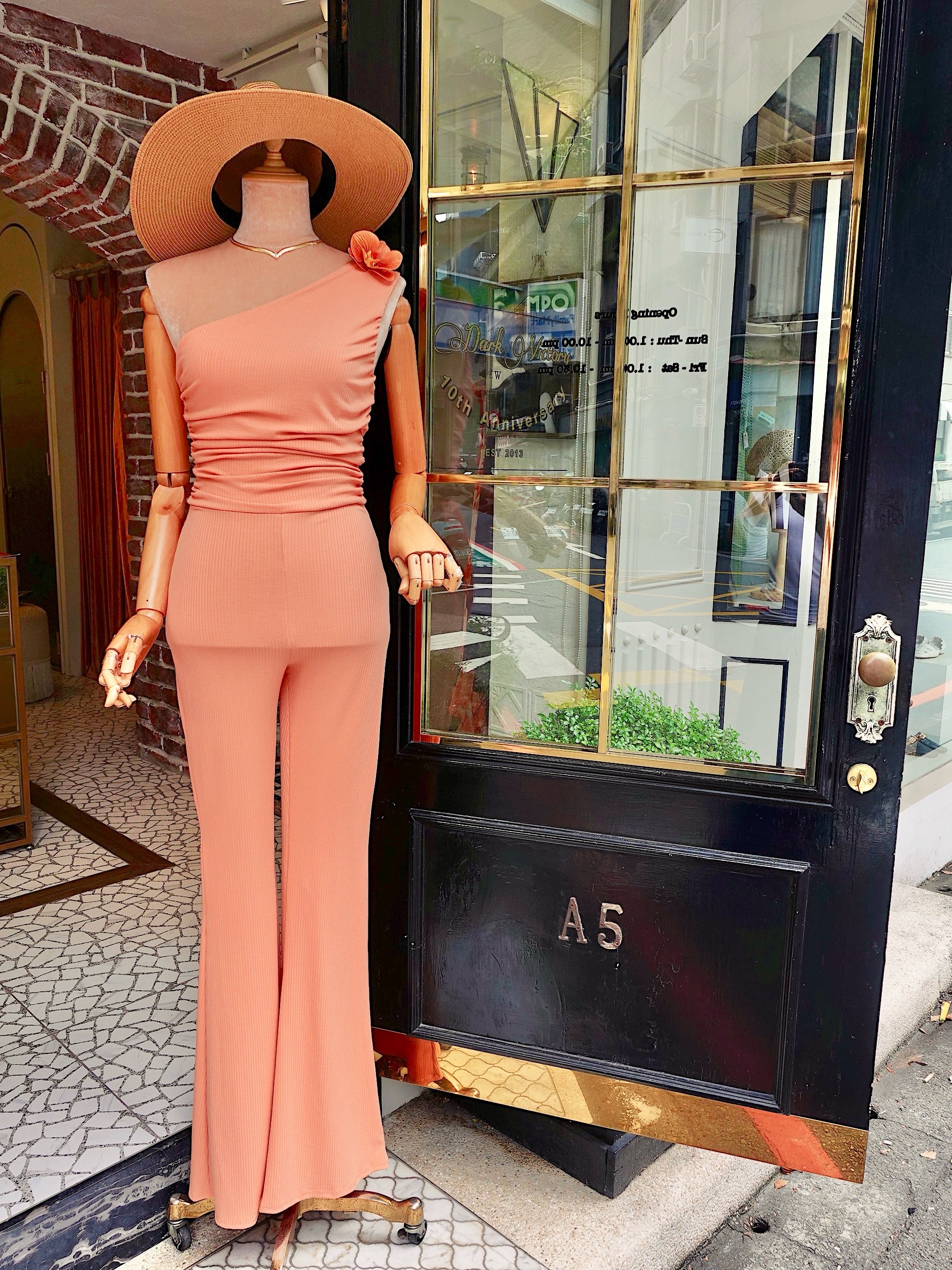 Peach Flower蜜桃粉色花朵單肩連身長褲