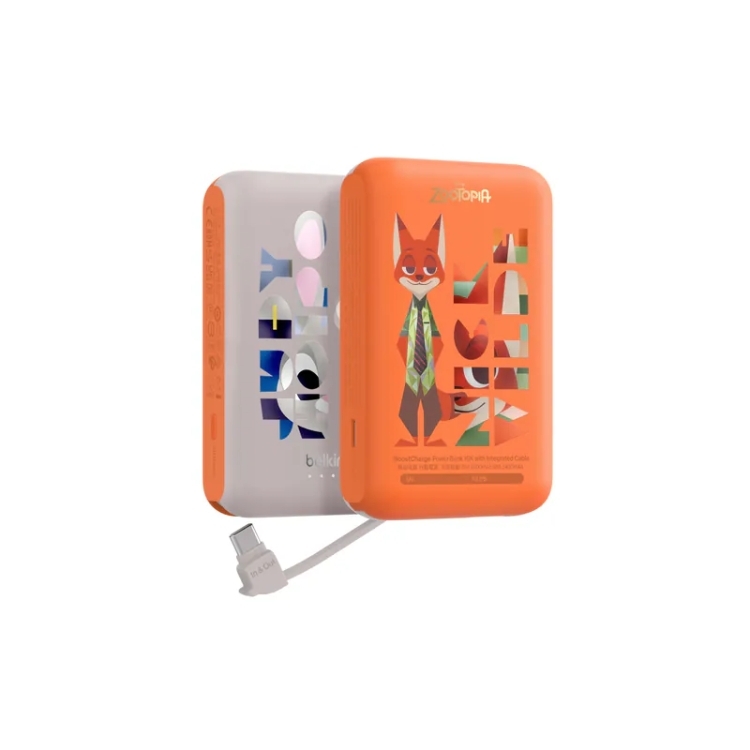 Belkin BoostCharge 便攜式行動電源 10K + 內置USB-C充電線 (優獸大都會, 迪士尼系列)