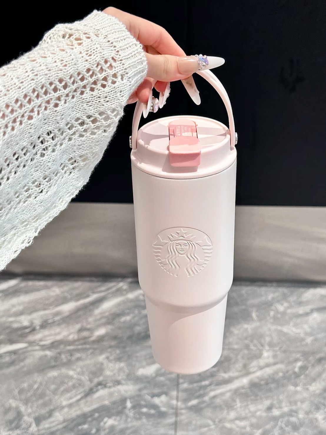 STARBUCKS 星巴克 保溫杯 晶粉