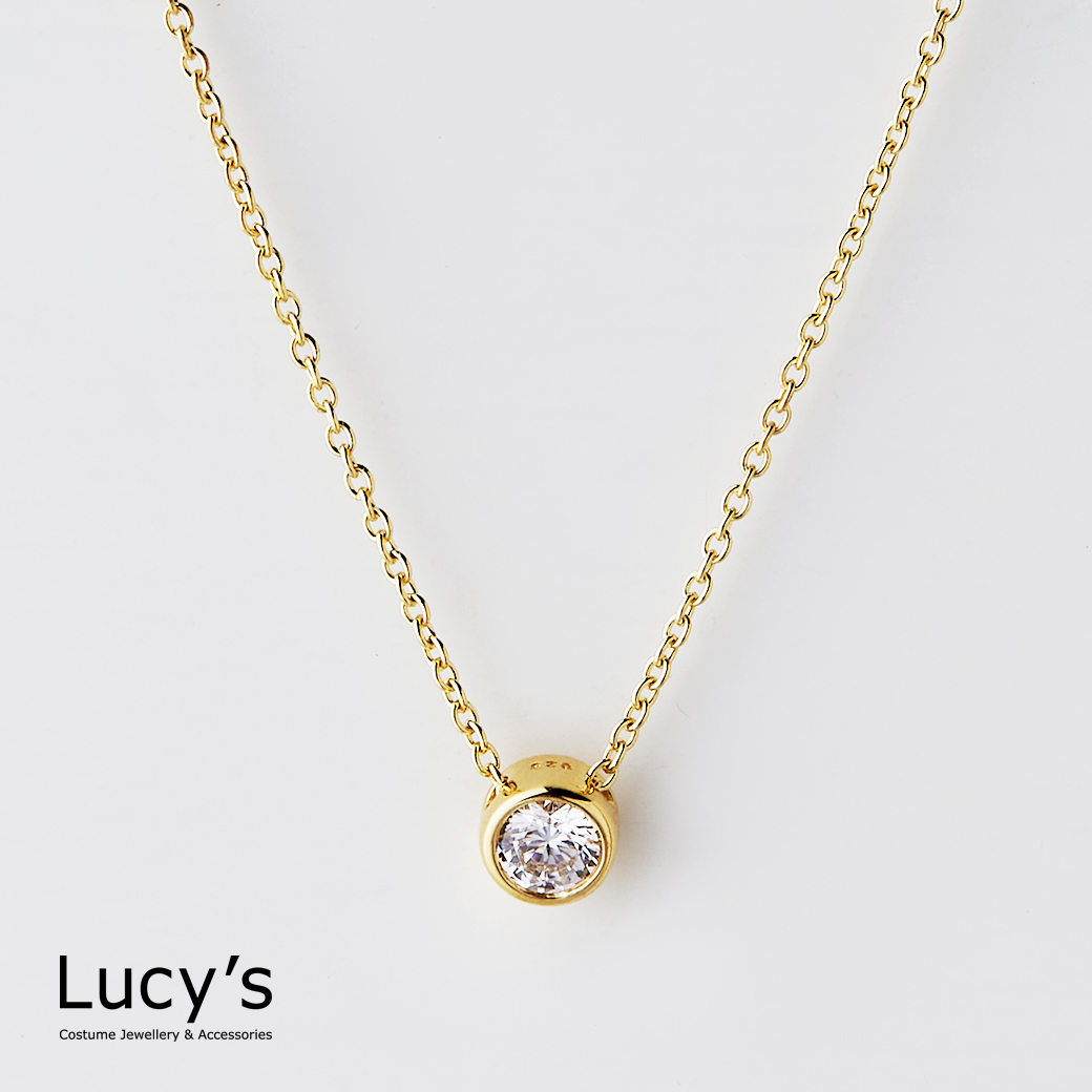 925純銀 雪燦(金白) 項鍊 (65461)