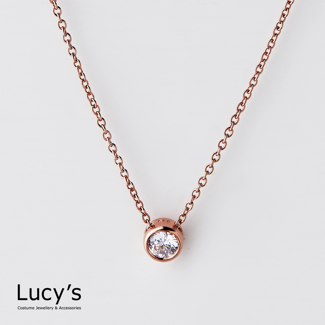 925純銀 雪燦(玫金白) 項鍊 (67296)