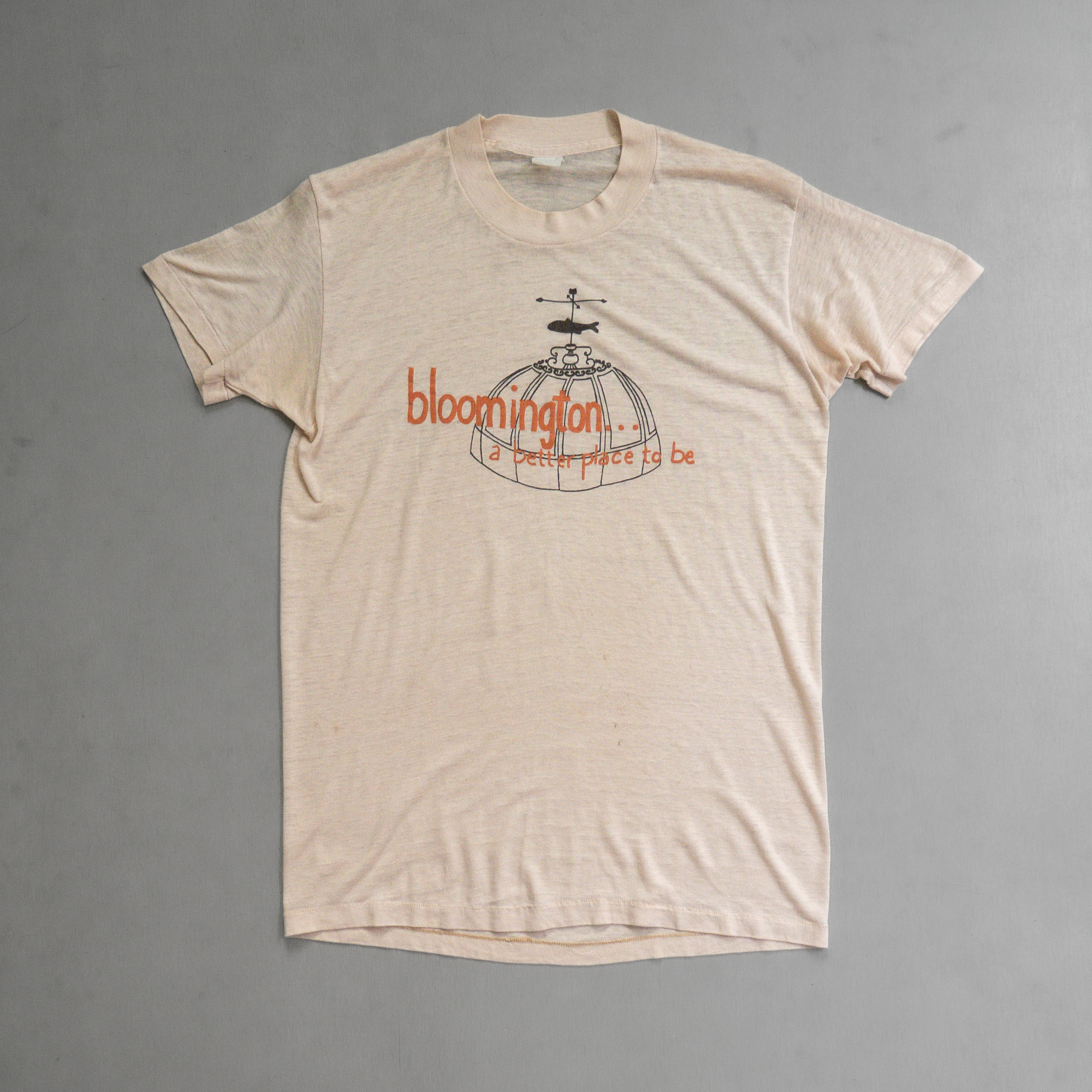 90s VINTAGE TEE 美國 布魯明頓 50/50 單針車 杏色 短袖 T恤