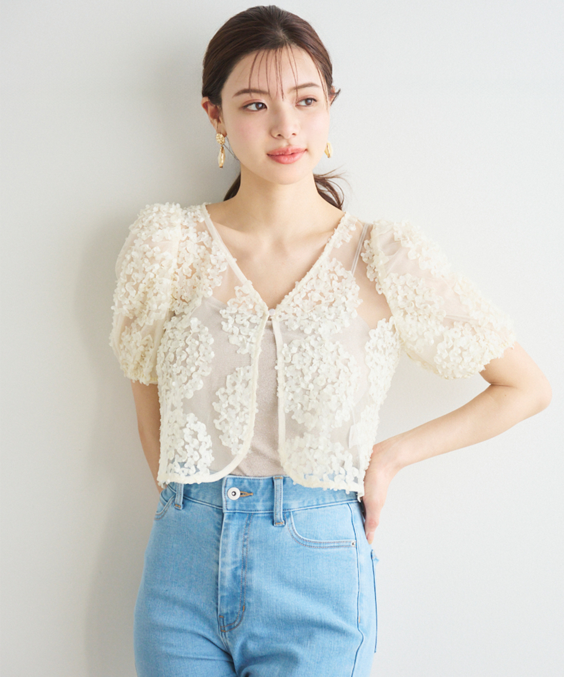 [預購] LILLIAN CARAT 3D 薄紗開襟衫