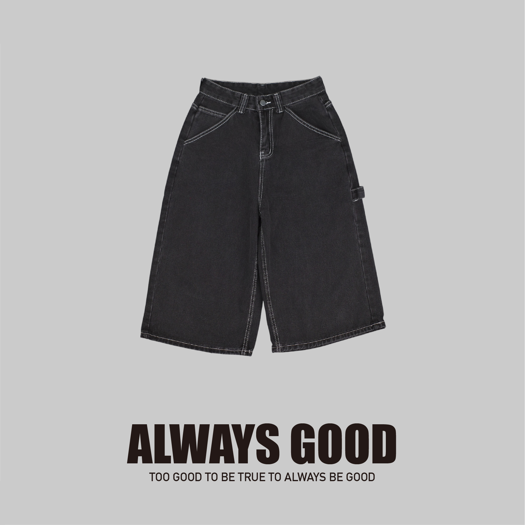 『Always_Good』明線 工裝 牛仔 七分 短褲