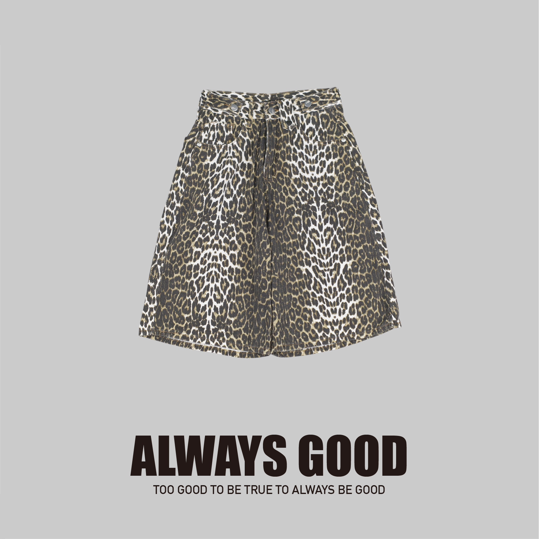 『Always_Good』豹紋 水洗 工裝 七分 短褲
