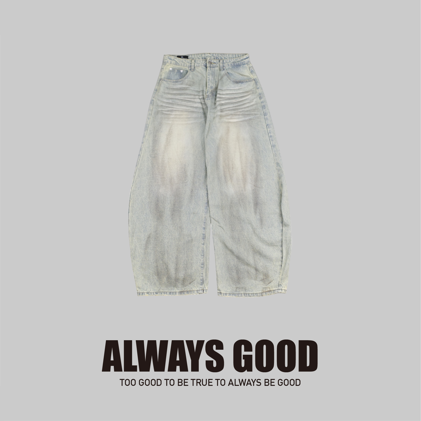 『Always_Good』髒染 水洗 彎刀 牛仔 長褲