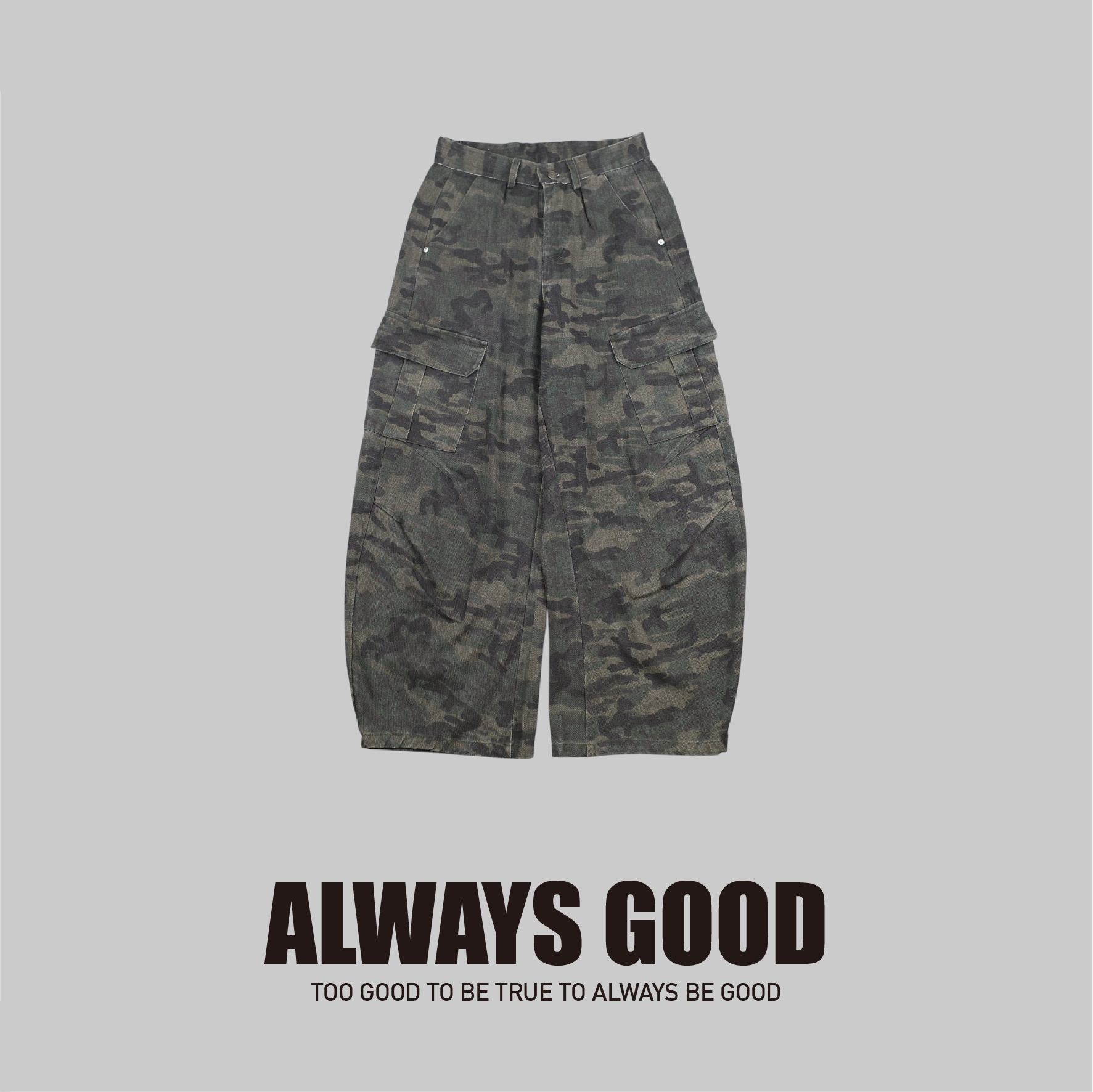 『Always_Good』迷彩 多口袋 彎刀 長褲