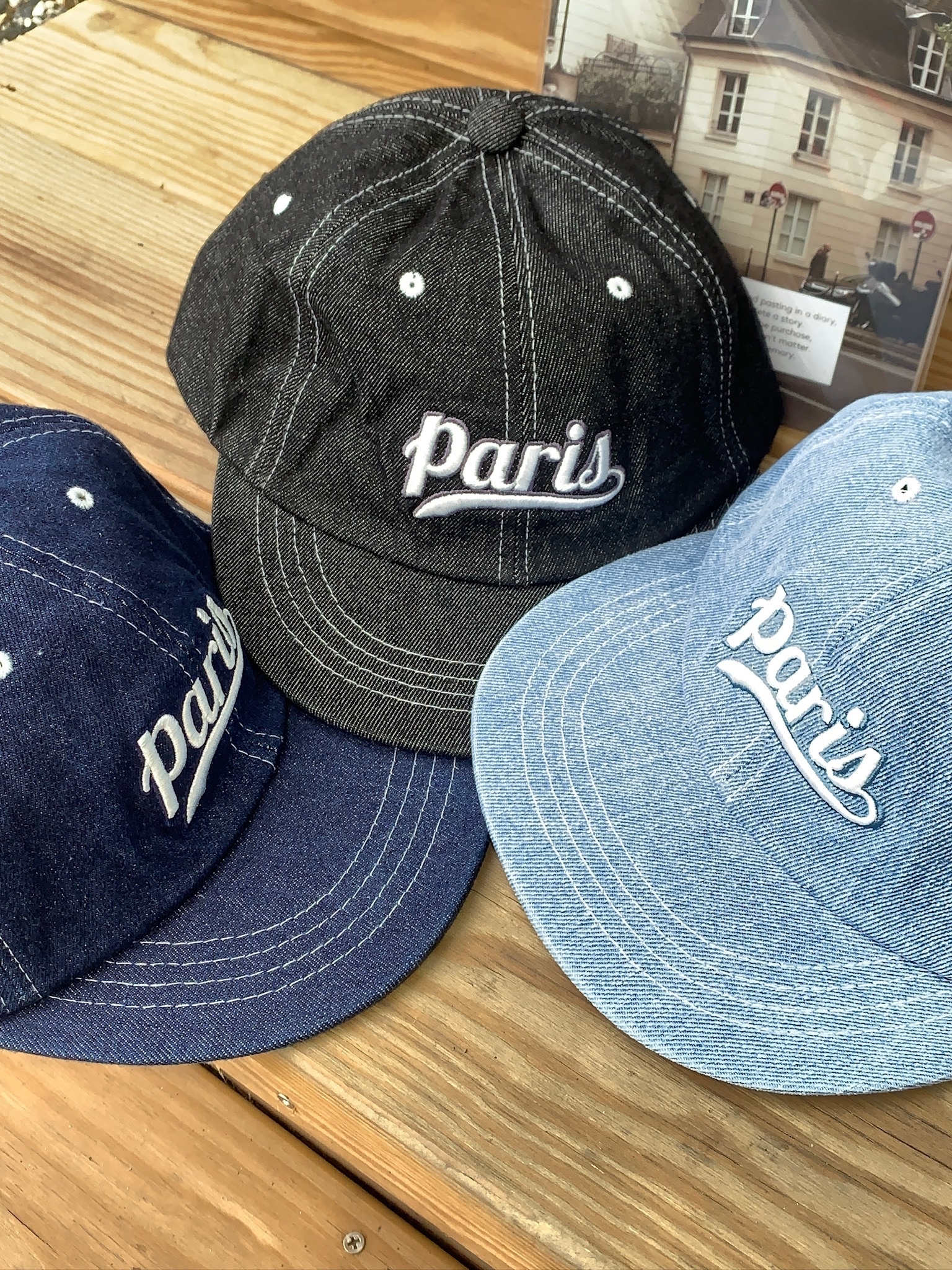 正韓 巴黎休閒車線單寧帽 (3colors)