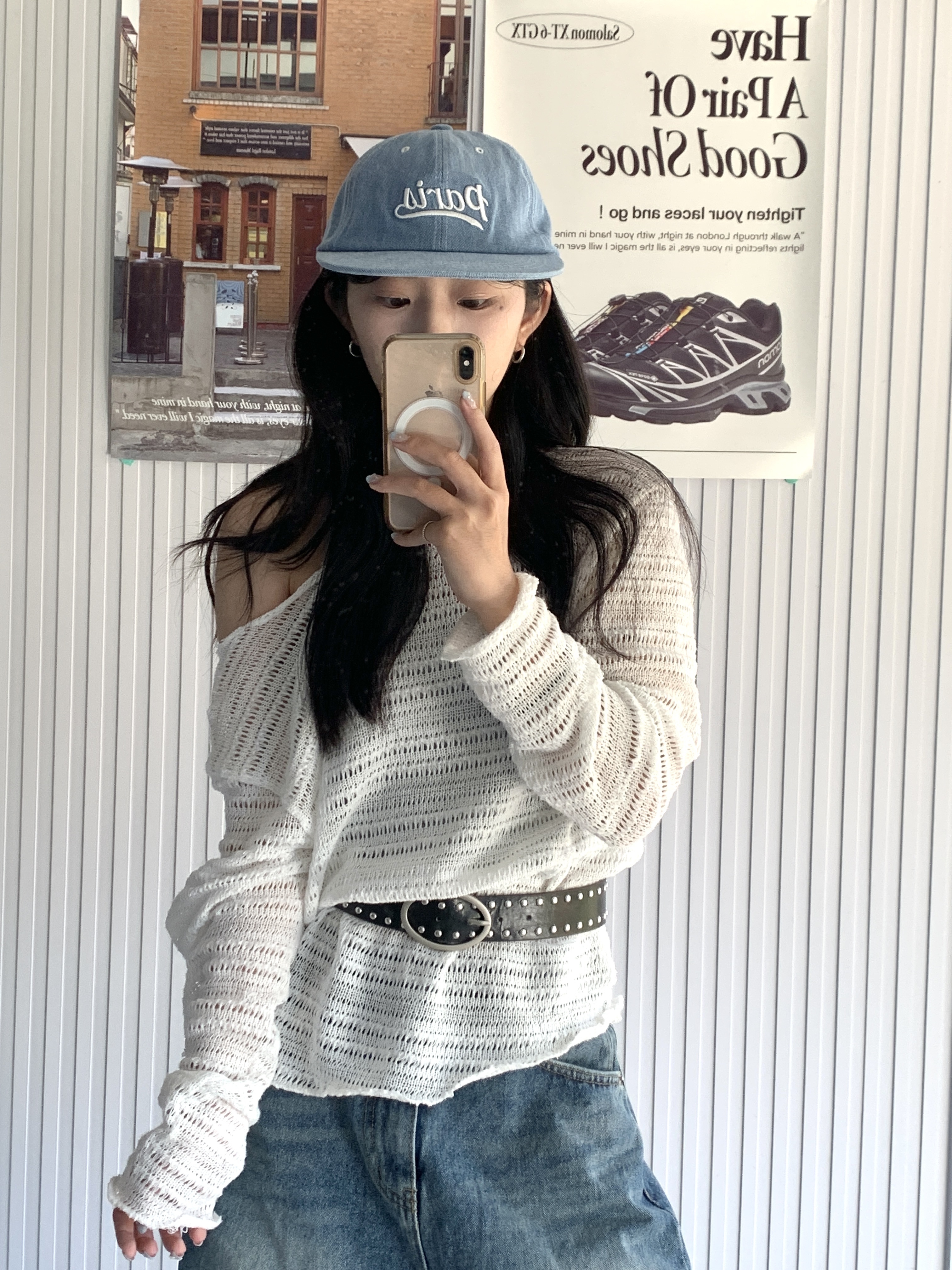 正韓 巴黎休閒車線單寧帽 (3colors)