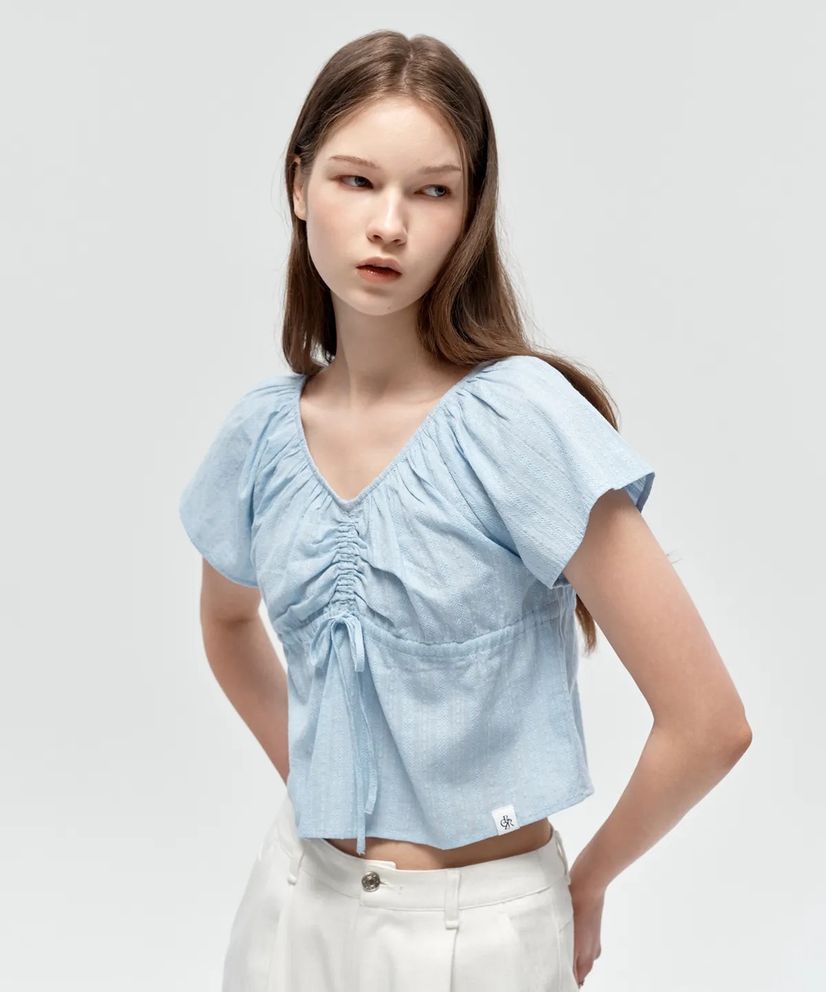 CITYBREEZE V-NECK SHIRRING BLOUSE TOP