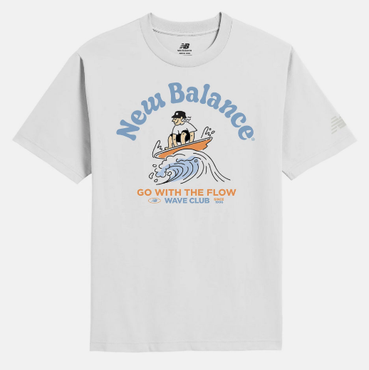 New Balance NB BOY Unisex Graphic Short-Sleeve T-Shirt – White | Big Wave Illustration Tee for Casual & Streetwear Looks (JUN25)