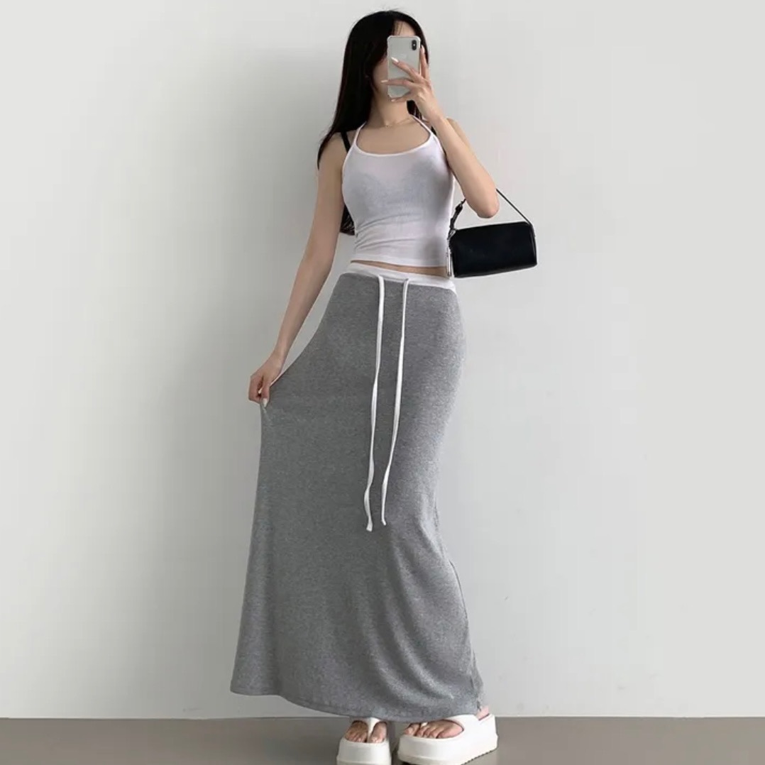 【優惠現貨】韓國配色長裙 - 短款/長款（4色）