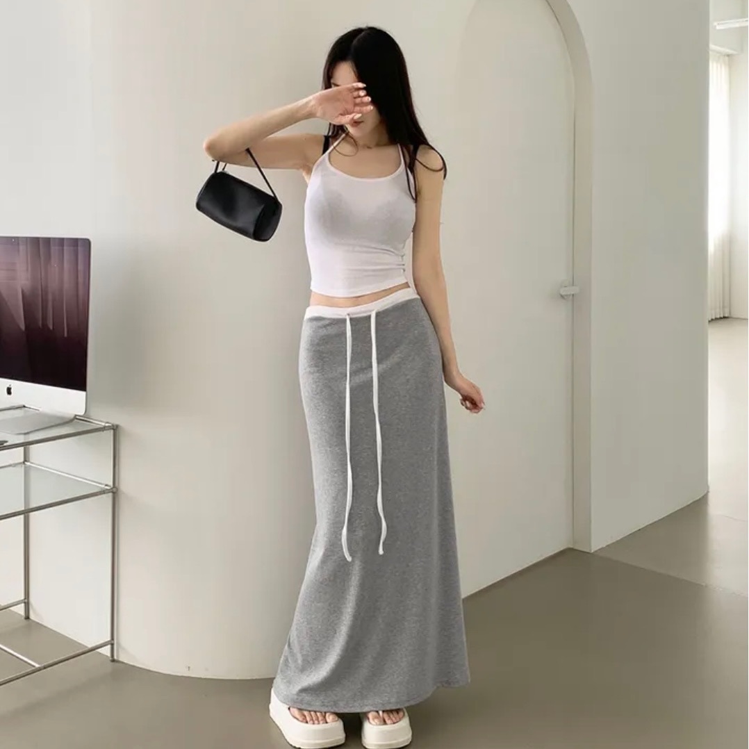 【優惠現貨】韓國配色長裙 - 短款/長款（4色）