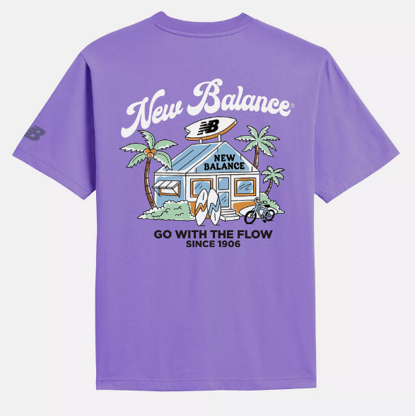 New Balance NB BOY Unisex Graphic Short-Sleeve T-Shirt – Purple | Surf Shop Illustration Tee for Casual & Streetwear Style (JUN25)