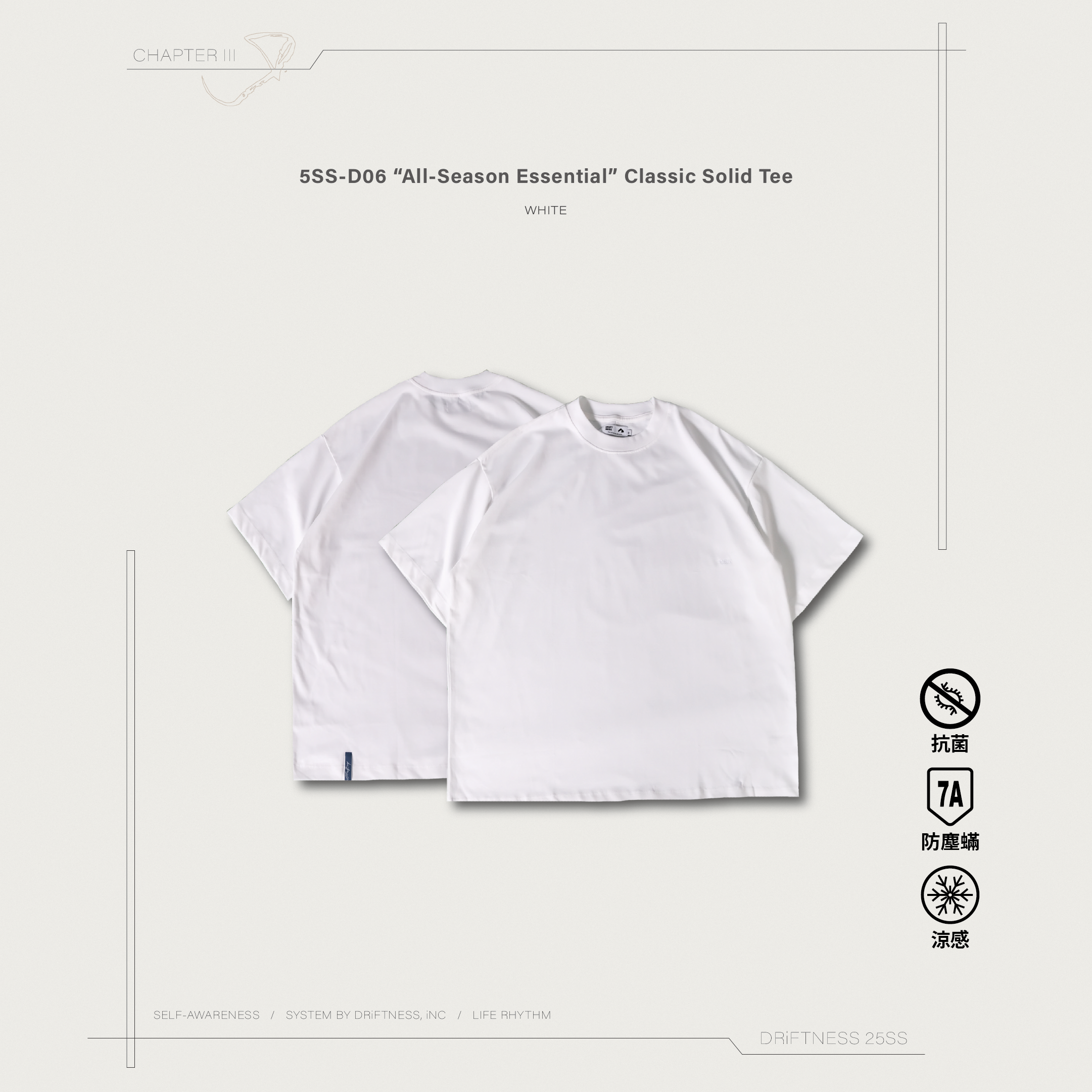 DRiFTNESS | 5SS-D06 “All-Season Essential” 經典款短T - White