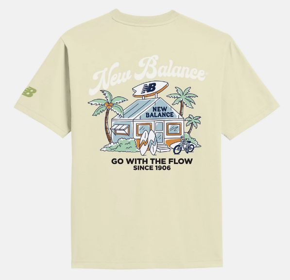 New Balance NB BOY Unisex Graphic Short-Sleeve T-Shirt – Yellow | Surf Shop Illustration Tee for Casual & Streetwear Style (JUN25)
