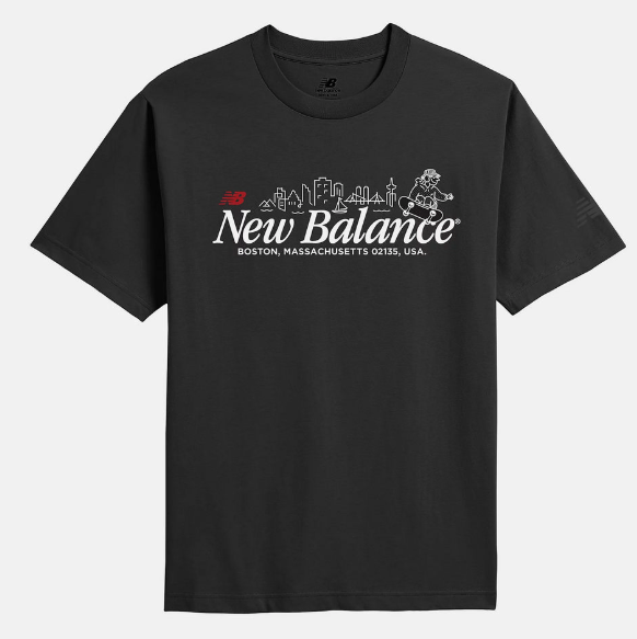 New Balance NB BOY Unisex Graphic Short-Sleeve T-Shirt – Black | Skyline Illustration Tee for Urban Streetwear Style (JUN25)